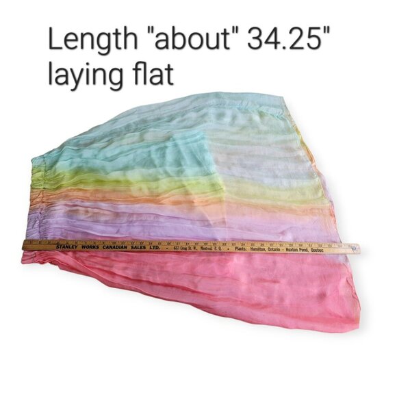 Belle France viscose silk blend Rainbow Stripe Skirt L - Picture 6 of 7